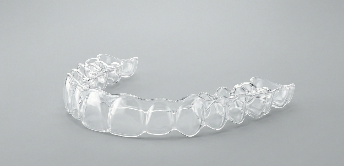 Clear Invisalign aligner tray used for teeth straightening at Oakville Dental